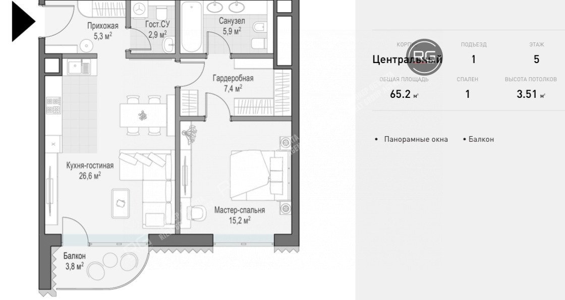 Миниатюра 5, Дом класса DELUXE у Третьяковки, 65 м², Москва, Замоскворечье район, Потаповский пер., д.3
