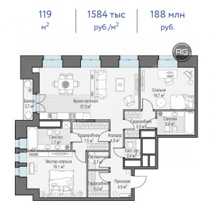 Миниатюра 5, Клубный дом на Чистых прудах, 119 м², Москва, Басманный район, Потаповский пер., д.5