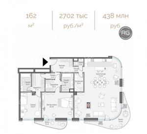 Миниатюра 5, Квартира с камином 1км от Кремля, 162 м², Москва, Замоскворечье район, Потаповский пер., д.2